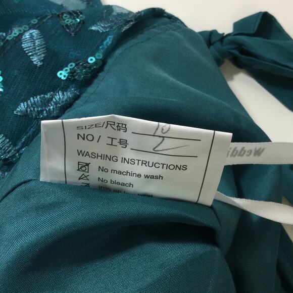 FORMAL 10 L green Mother of bride sequin lace cocktail gala maxi dress NEW b104 - Picture 7 of 7